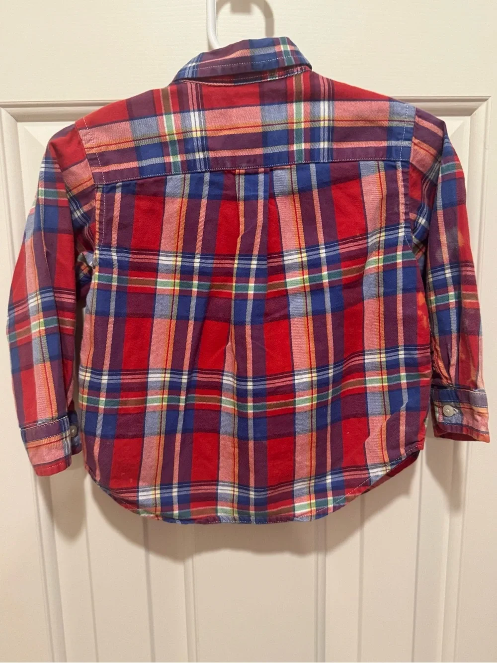 Ralph Lauren Toddler Red Plaid Button-Down Shirt with Blue Accents